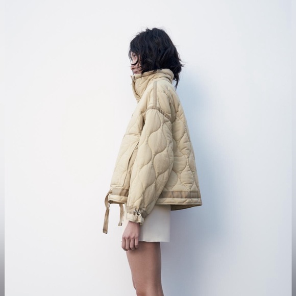 Zara  Quilted Tan ivory lightweight Jacket coat - Picture 4 of 10